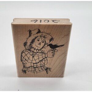 Friendly Scarecrow Lisa Hindsley Stampendous Wood Rubber Stamp Fall Craft Card